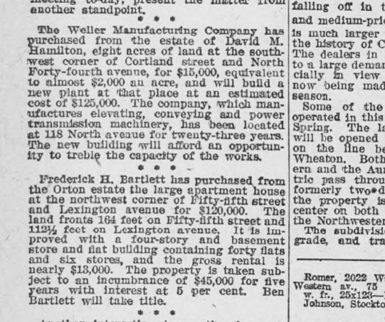 Weller Manufacturing land purchase Cortland street & North 44th avenue