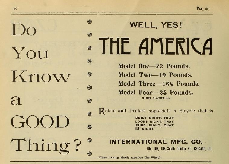 International Manufacturing advertisement, 1895 February 22