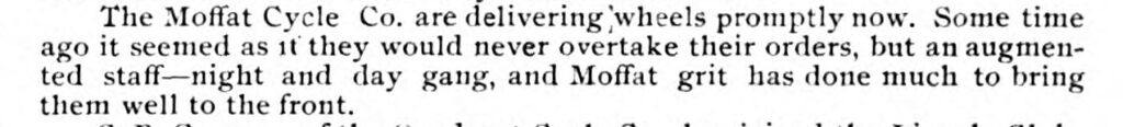 Moffat Cycle production. The Bearings, 1892 May 20.