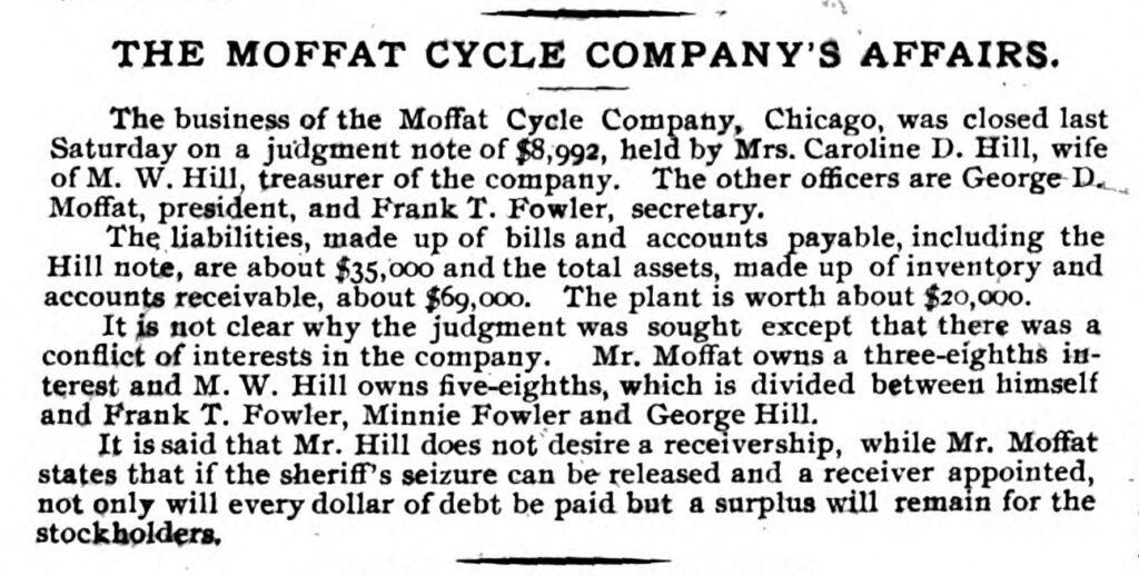 Moffat affair. The Bearings, 1892 Aug 05.